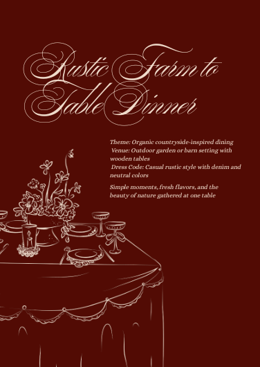 Elegant Rustic Farm-to-Table Dinner Invitation