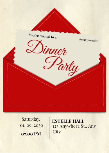 Red and Beige Modern Dinner Party Invitation Template