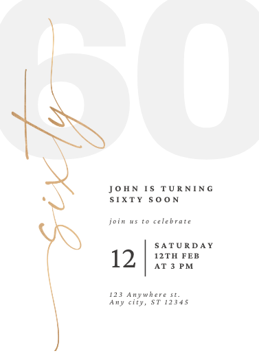 Elegant Neutral Gold 60th Birthday Invitation Template