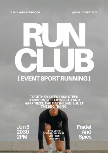 Sleek Gray and White Running Event Invitation Template