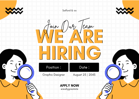 Orange and White Simple We Are Hiring Invitation