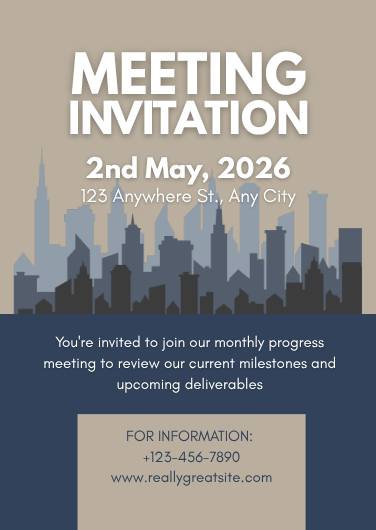 Blue and Brown Cityscape Business Meeting Invitation