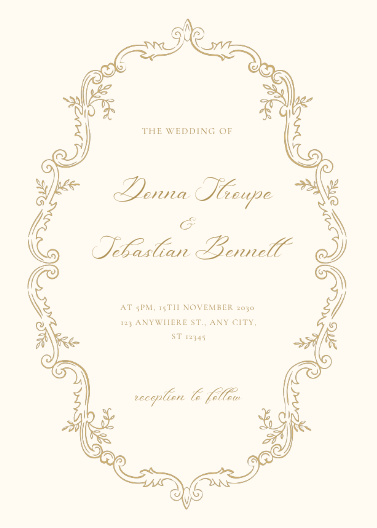 Beige Classic Vintage Frame Wedding Invitation Template
