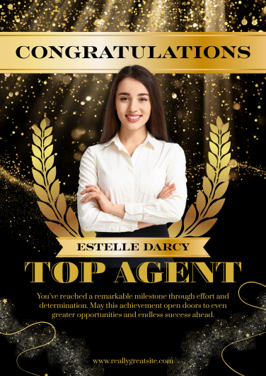 Black and Gold Modern Top Agent Invitation Template