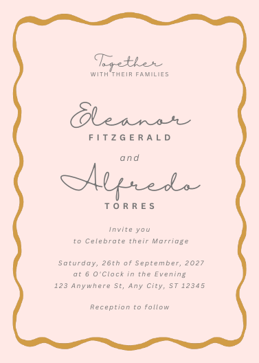 Pink and Gold Elegant Wedding Invitation Template