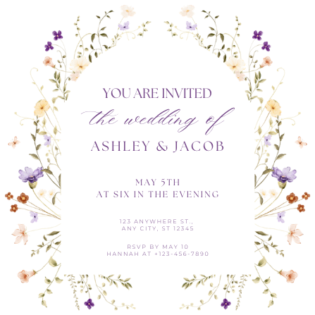 Simple and Elegant Floral Arch Wedding Invitation