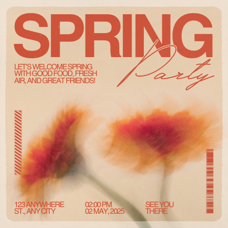 Bold Orange and Beige Spring Party Invitation Template