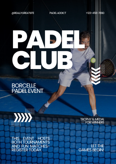 Dynamic Blue, Black and White Padel Sports Invitation
