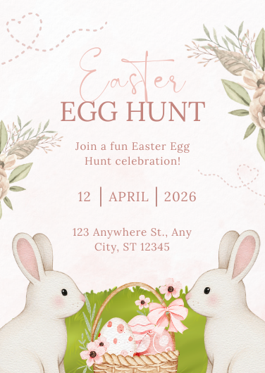 Pink Green Watercolor Easter Egg Hunt Invitation
