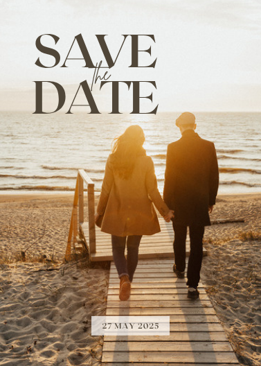Minimalist Beige and Brown Save the Date Invitation