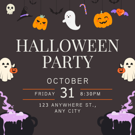 Black and Orange Playful Halloween Party Invitation
