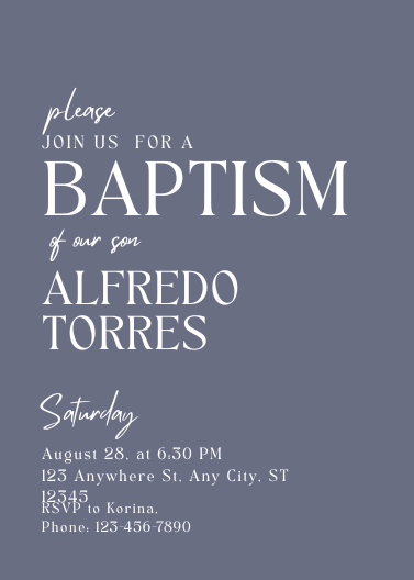 Modern Slate Grey Baptism Invitation with Photo