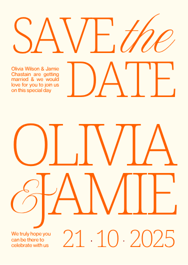 Orange & Beige Modern Typographic Save the Date Design