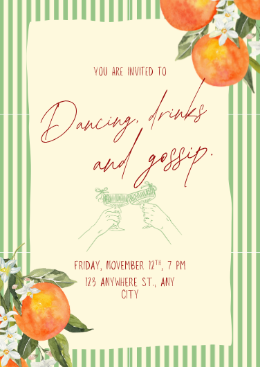 Custom Orange and Green Cocktail Party Invitation