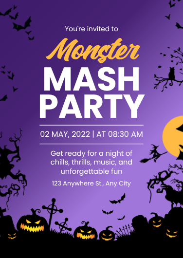 Purple and Orange Spooky Halloween Party Invitation