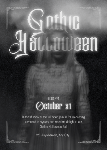 Scary Ghost Gothic Halloween Party Invitation
