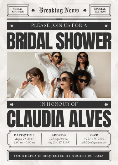 Vintage Newspaper Bridal Shower Invitation Template