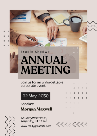 Beige and Black Modern Annual Meeting Invitation