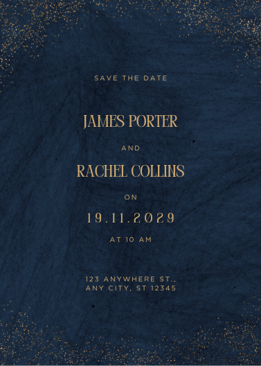 Elegant Navy Blue and Gold Save the Date Template