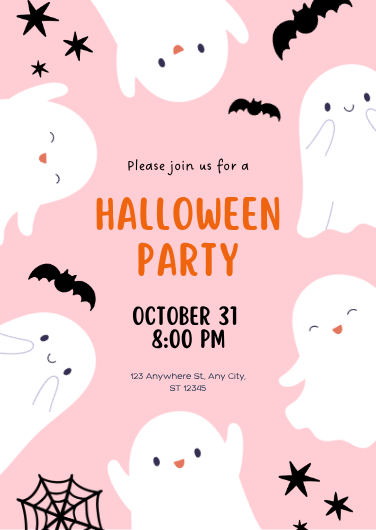 Cute Illustrative Halloween Party Invitation Template