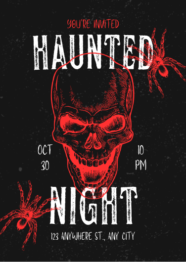 Black, Red, and White Bold Halloween Party Invitation