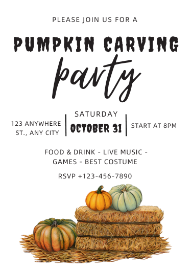 Halloween Pumpkin Carving Party Invitation Template