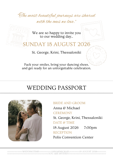Editable Destination Wedding Passport Invitation Template