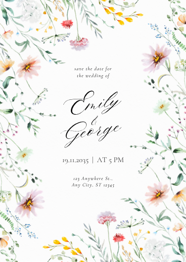 Watercolor Wildflower Wedding Invitation Template