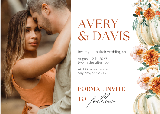 Rustic Fall Save the Date Template with Photo