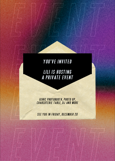Dynamic Pink, Orange, and Purple Private Event Invitation