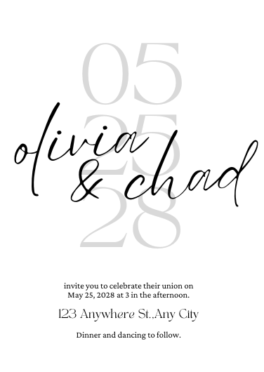 Minimalist Black and White Wedding Invitation Template