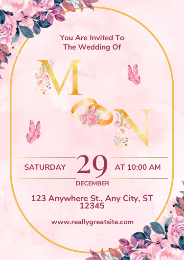 Elegant Pink and White Floral Watercolor Wedding Invite
