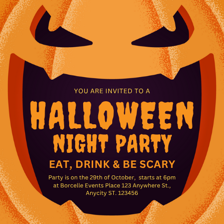 Orange Jack-o'-Lantern Halloween Party Invitation