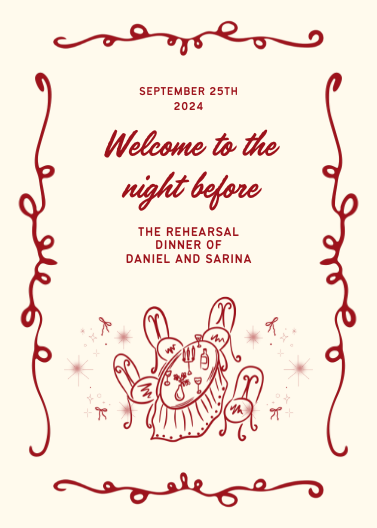 Customize This Red and Cream Rehearsal Dinner Invitation