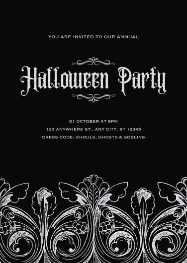 Elegant Black Vintage Halloween Party Invitation