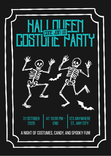 Black and White Vintage Halloween Party Invitation
