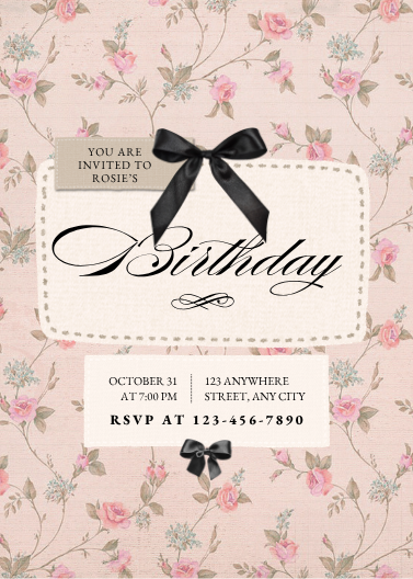 Classic Elegant Floral Birthday Invitation Template