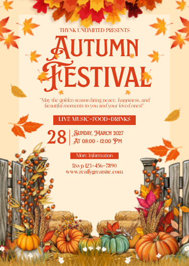 Illustrated Orange and Yellow Autumn Festival Invitation
