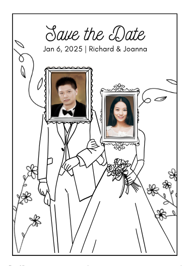 Editable Black Line Art Save the Date Invitation Template