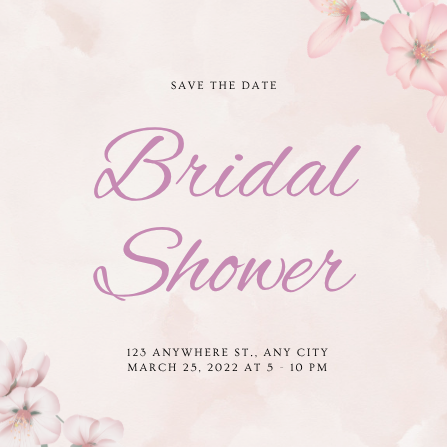 Pink & Purple Floral Bridal Shower Invitation Template