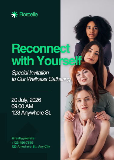 Dark Green Modern Wellness Gathering Event Invitation