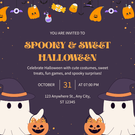 Spooky and Sweet Halloween Party Invitation Template