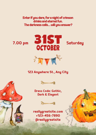 Playful Watercolor Halloween Party Invitation Template