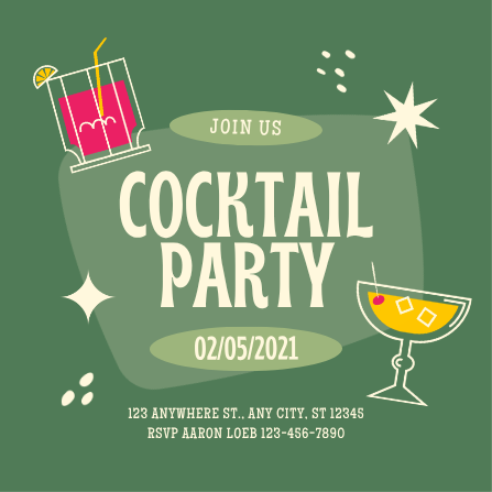 Editable Mid Century Cocktail Party Invitation Template