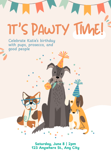 Playful Dog Birthday Party Invitation Template