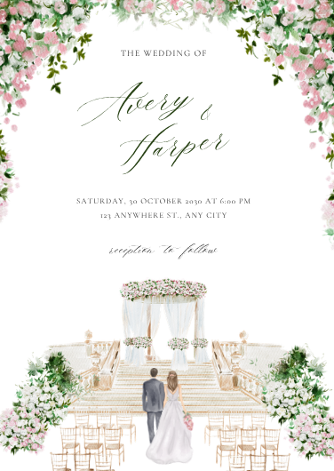 Elegant Watercolor Garden Arch Wedding Invitation Template
