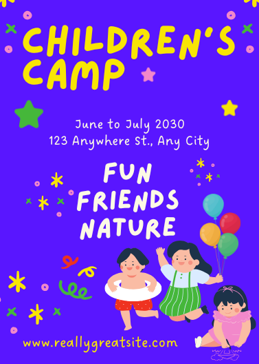 Purple Colorful Children's Camp Invitation Template