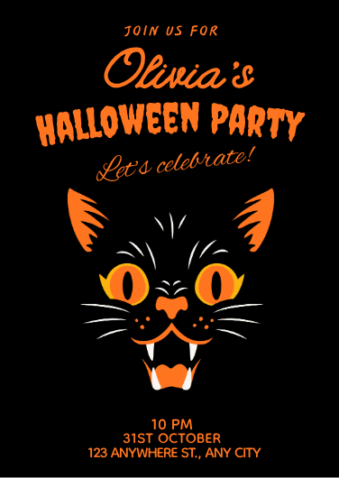 Black and Orange Bold Halloween Party Invitation