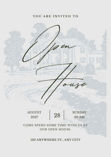 Black and Pale Gray Minimalist Open House Invitation