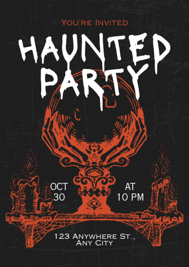 Spooky Orange and Black Grunge Halloween Party Invitation